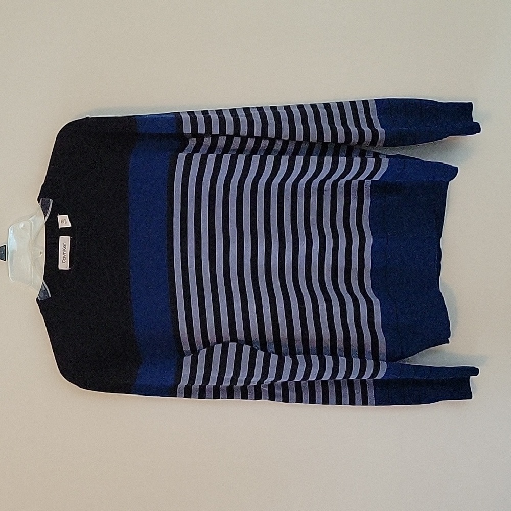 Calvin Klein Striped Wool Blend Sweater, Size Medium